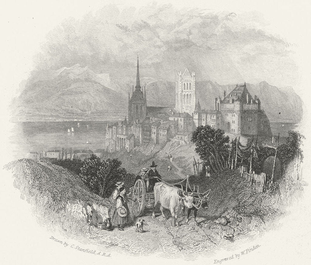 SWITZERLAND. Lausanne. Swiss. Fullarton-Finden 1850 old antique print picture